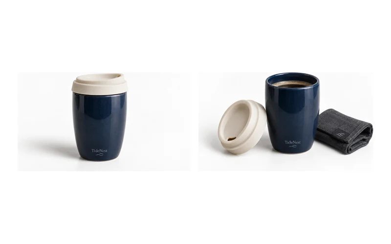 Example pair of travel mug listing photos on a white background