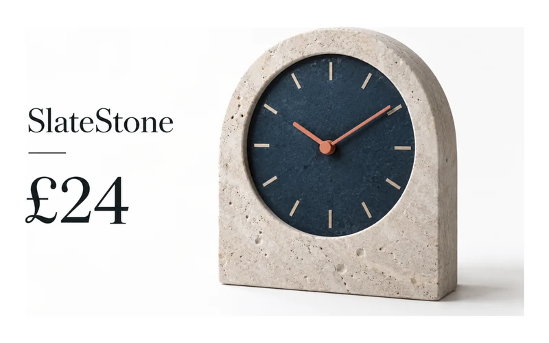 Example SlateStone stone clock with a £24 price